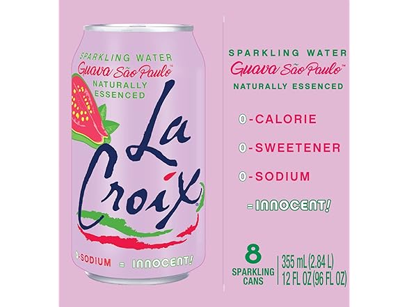 8PK La Croix Sparkling Water, Guava Sao Paulp