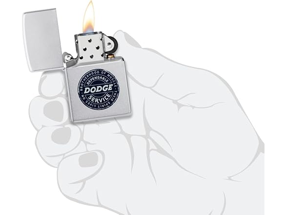 Zippo Dodge Service Sign Satin Chrome Pocket Lighter