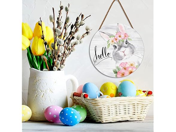 ENCHAN Easter Door Sign Decor Spring