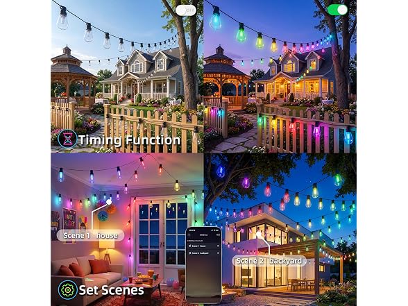 BDEKIL 50FT RGB+IC Outdoor String Lights