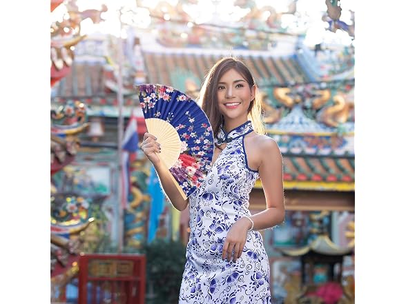 Chuangdi 12 Pcs Folding Hand Fans for Line