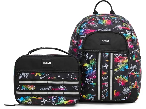 Hurley School Lunch Tote, Black/Multi
