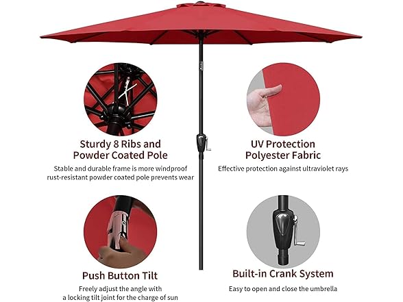 Simple Deluxe 9ft Outdoor Market Table Patio Umbrella