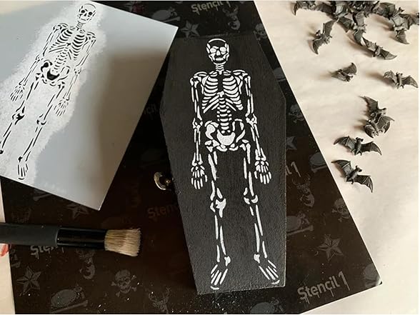Skeleton Stencil 8.5" x 11" Halloween Pumpkin Carving