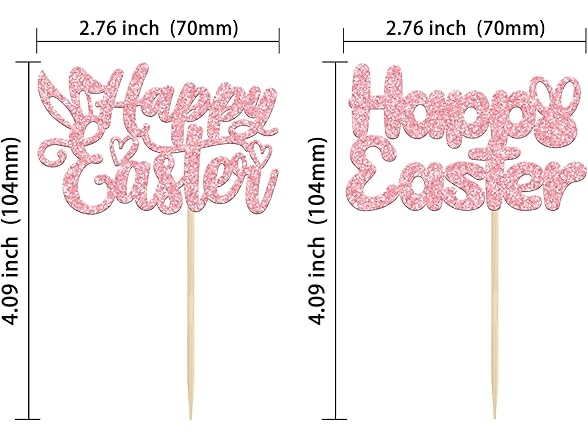 Gyufise 24Pcs Pink Glitter Easter Topper