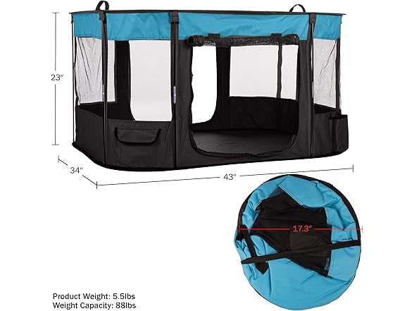 43x34x23 Inch Mesh Dog Kennel