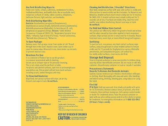 Perk Disinfecting Wipes Lemon 75ct
