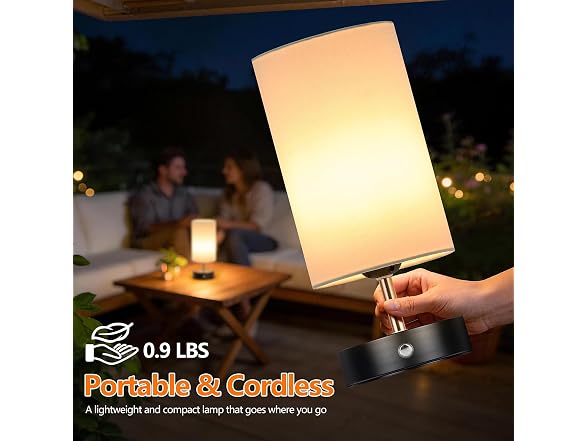 TOBUSA Black Cordless Table Lamp