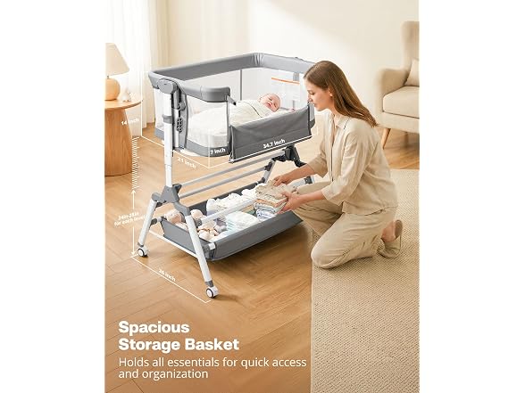 AOOTSMILE 3 in 1 Baby Bassinet Bedside Sleeper