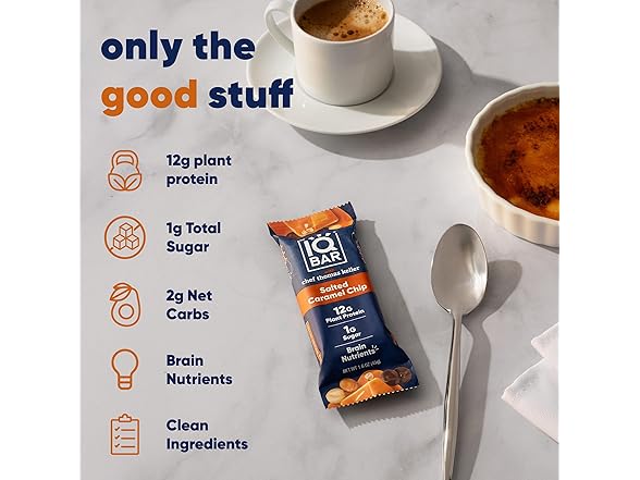 24CT IQBAR Clean Plant Protein Bars- Salted Caramel