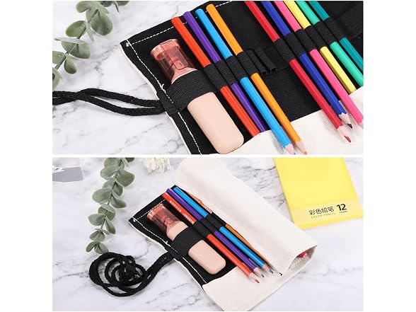 PATIKIL Handmade 72 Slots Roll Up Pencil Case