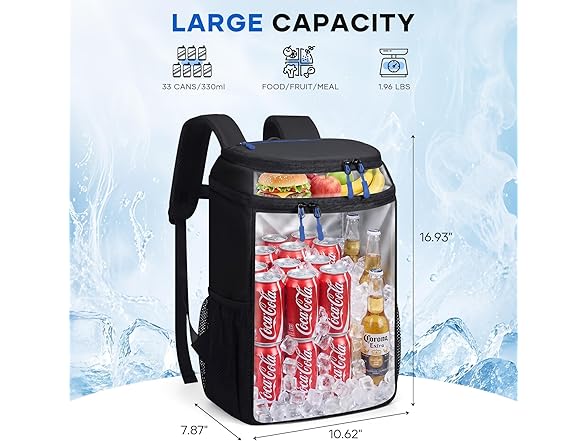 RealCool Insulated Cooler Backpack, 33 Can Bag