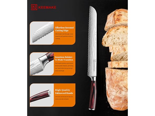 KEEMAKE 10 Inch Bread Knife