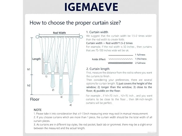 IGEMAEVE Blackout Curtains, Your Choice