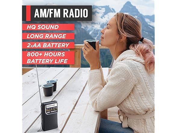 PowerBear AM/FM Portable Radio Black