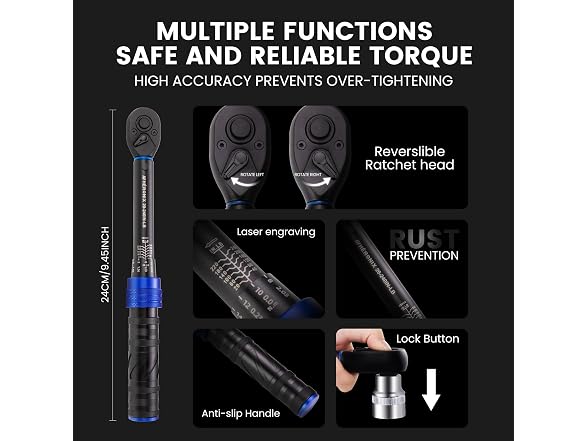 HERONIX 1/4-Inch Drive Click Torque Wrench