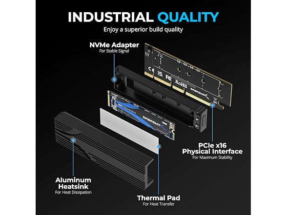 SABRENT M.2 NVMe SSD to PCIe x16 Adapter Card