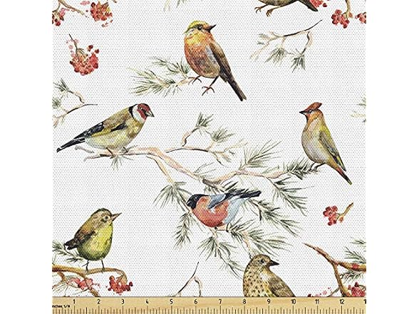 Ambesonne Animal Fabric by The Yard, Sparrows