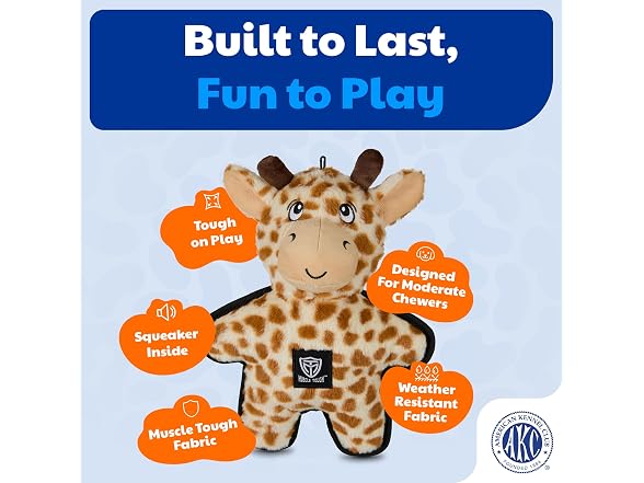 American Kennel Club Plush Dog Toy with Squeaker, Giraffe