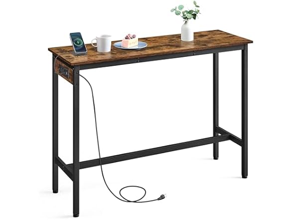 VASAGLE Narrow Long Sturdy Table w-Charging