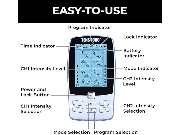 TENS Sport Recovery Unit with 4 Pads