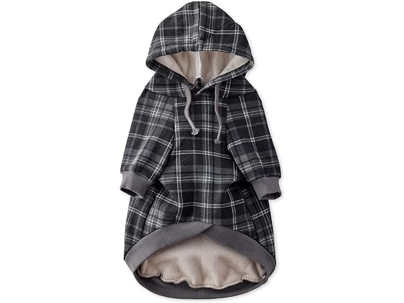 Pet Passion Rocky II Dog Hoodie, Black Sand Plaid XXXS