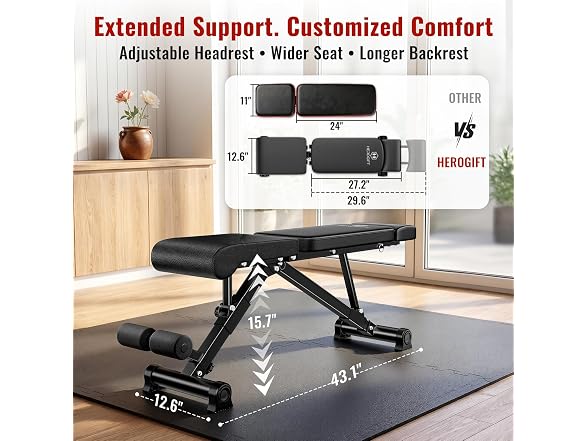Herogift Adjustable Weight Bench