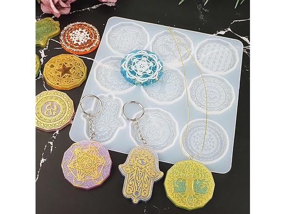 7 Chakra Stones Resin Workshops Mandala Keychain Mold