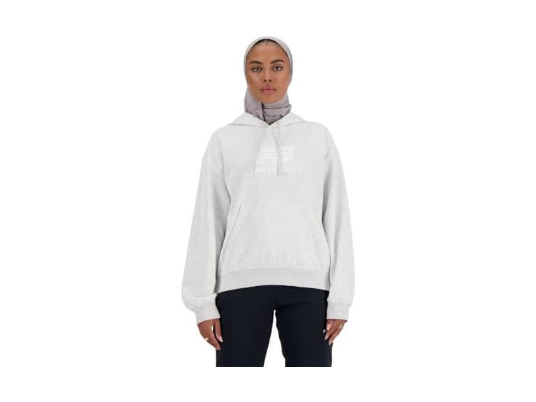 New Balance Women's Sport Essentials French Terry Logo Hoodie, Ash Heather, X-Large