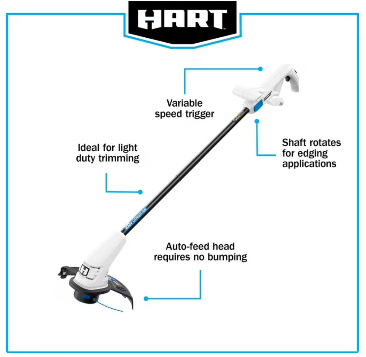 HART 20-Volt 10-inch String Trimmer/Bazooka Leaf Blower Combo Kit - Gallery 12
