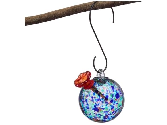Hanging Birdfeeder with Red Flower Feeding Port
