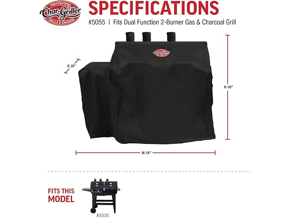 Char-Griller 2 Burner Dual Function Grill Cover