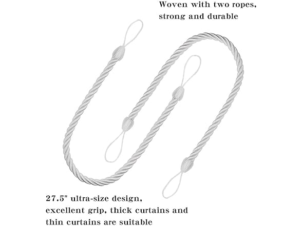 Curtain Drapery Rope Tiebacks 4 Pack