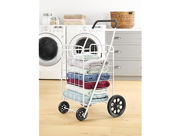 Whitmor Deluxe Utility Foldable Shopping Cart w Wheels