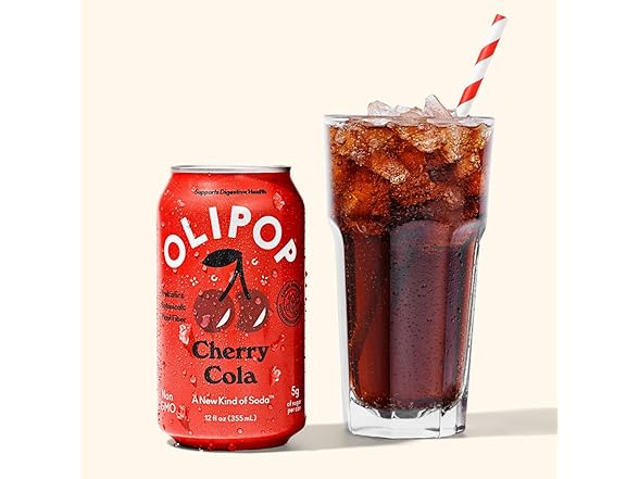 1CT OLIPOP Cherry Cola Prebiotic Soda, 12 OZ