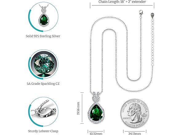 Platinum Plated Genuine Birthstone Necklace