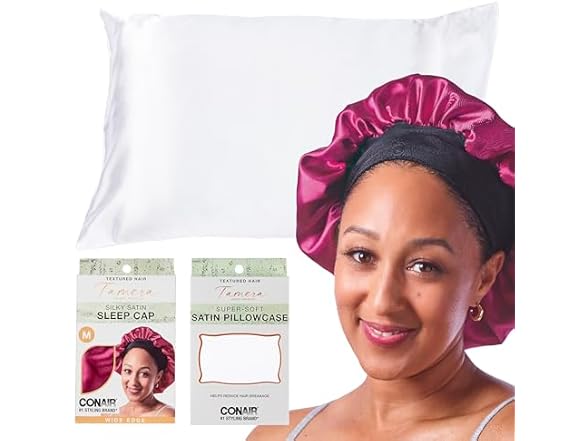 CONAIR x Tamera Mowry Satin Hair Bonnet with Bonus Pillowcase