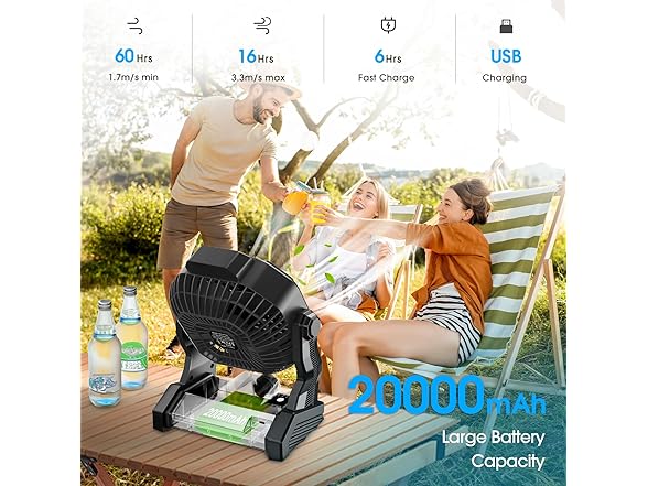 JINLICTE Camping Fan with LED Lantern