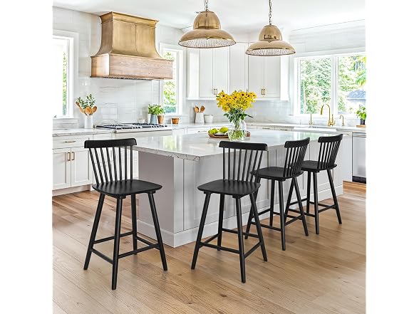 Lue Bona Black Bar Stools Set of 4 24"
