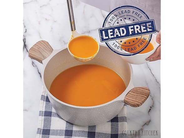 Country Kitchen Non-Stick Cast Aluminum Cookware Cream, 13 Pc.