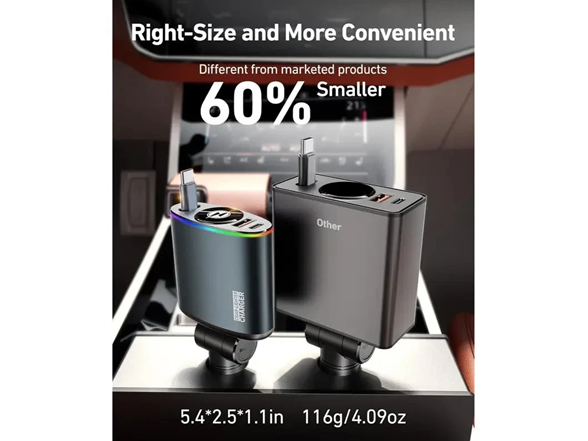 2-PK 3 in 1 Retractable Car Charger