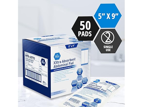 MED PRIDE ABD Pads 5x9" 50ct