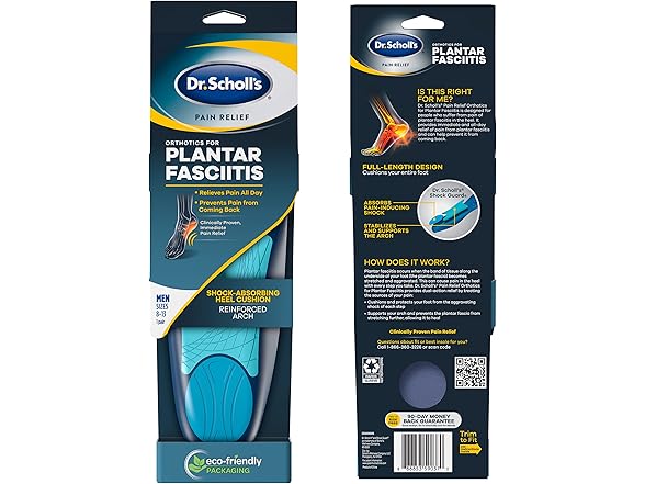 Dr. Scholl's Plantar Fasciitis Pain Relief Orthotics for Men's Trim to Fit: 8-13 (Pack of 12)