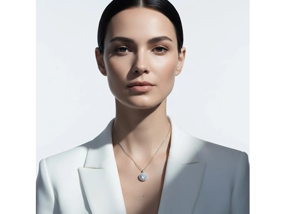 Moissanite Diamond Round Halo Necklace