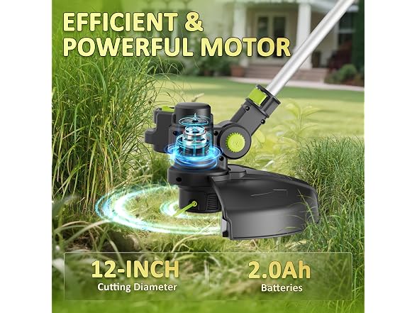 12" Cordless String Trimmer/Edger, 20V 2.0Ah Battery