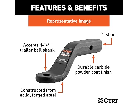 Curt 45340 2" Forged Ball Mount with 1-1/4" Ball Hole 