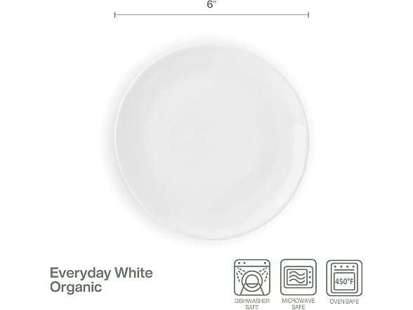 Everyday Porcelain Appetizer Dessert Plates, Set of 6, 6 Inch