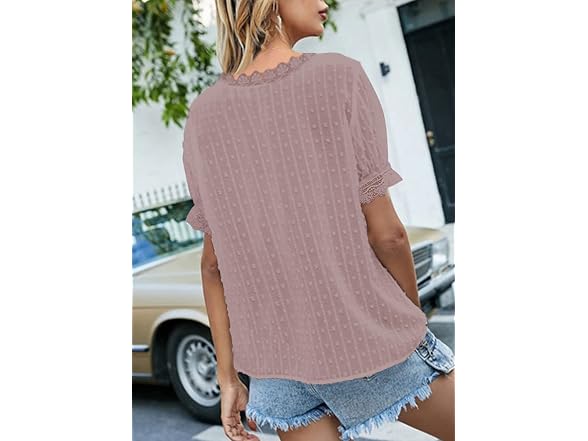 Dokotoo Women (M) Tops Cute Lace Crochet V T Tops