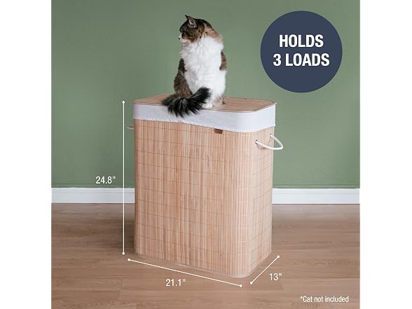 CleverMade Bamboo Laundry Hamper Double with Lid, 103L