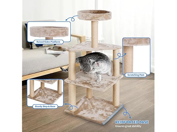 FluffyDream 40" Cat Tree Tower, Beige